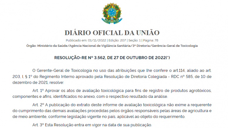 registro de agrotóxicos